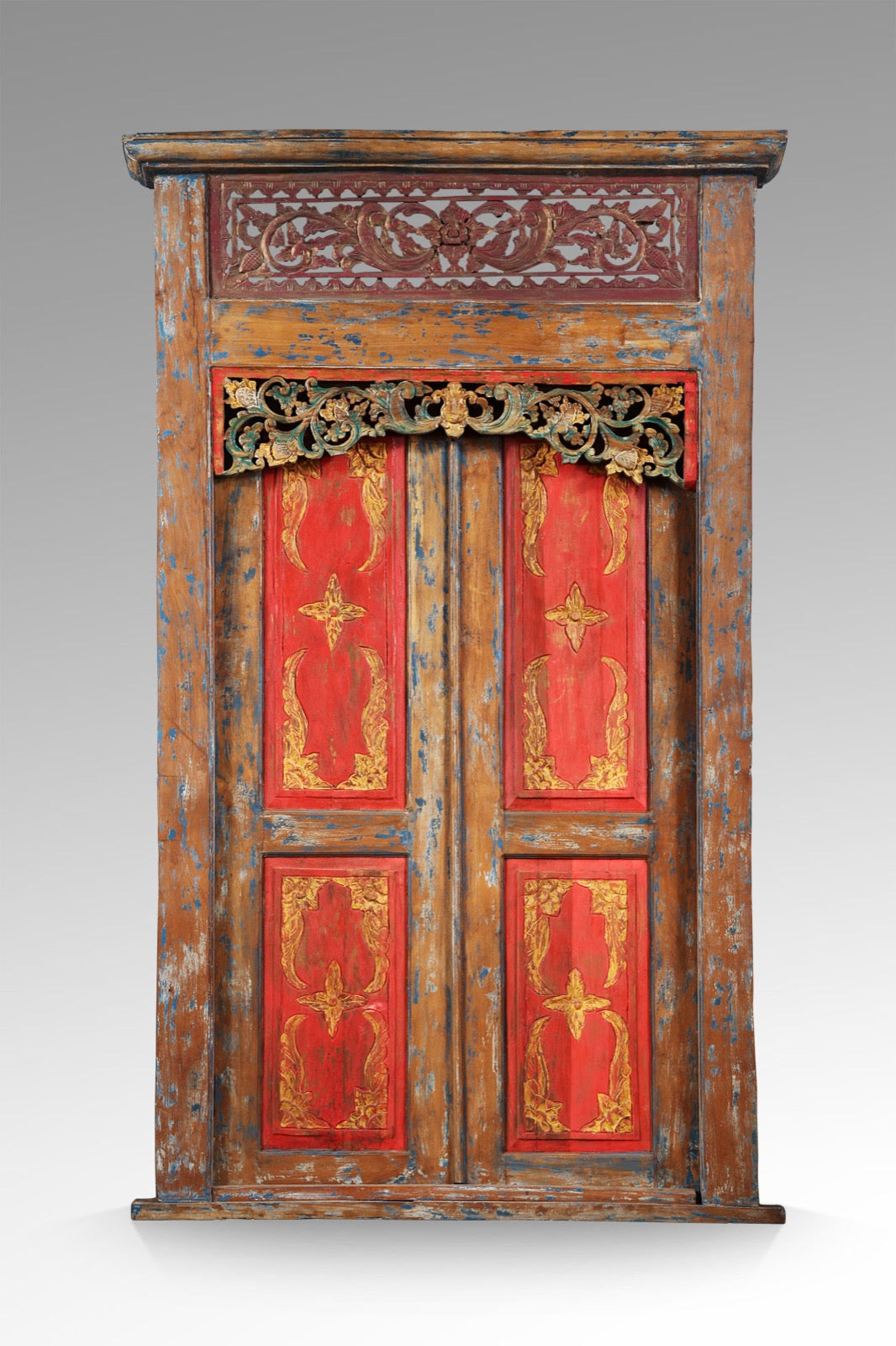 Handmade teak carved door – the Javanese Multi Color, boho decor made in Bali