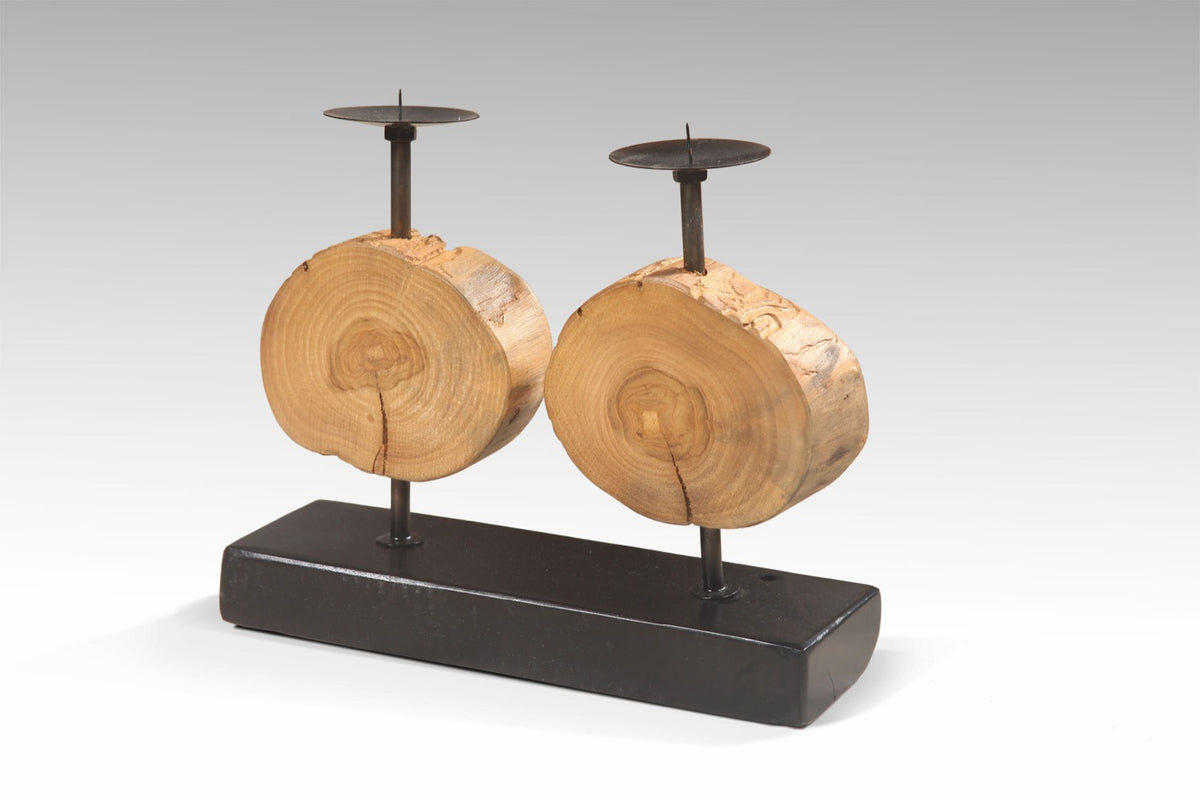 Teak candle holder – Chopped Logs, natural natural materials in boho style