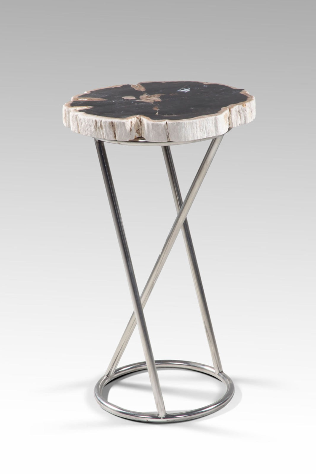 Petrified wood table Ola Stand – boho furniture handcrafted in Bali by BaliSouk