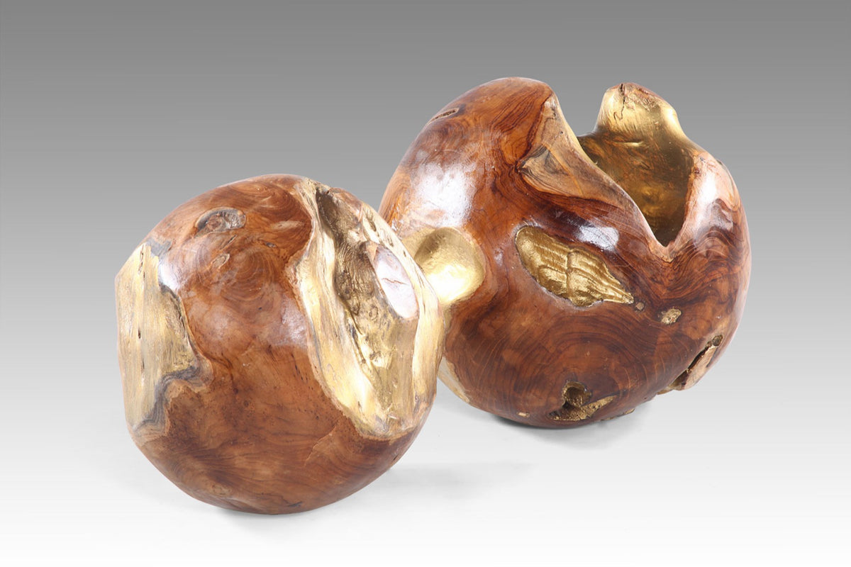 & Gold Balls decorative piece in natural materials – handmade boho decor from Bali