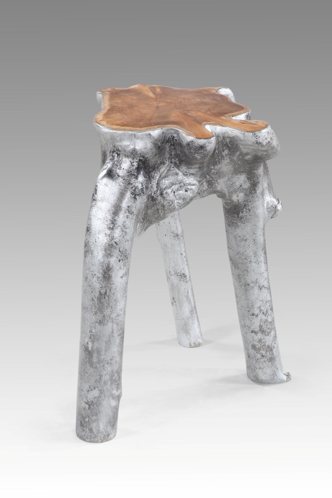 Silver Elephant stool in natural materials – handmade boho furniture from Bali