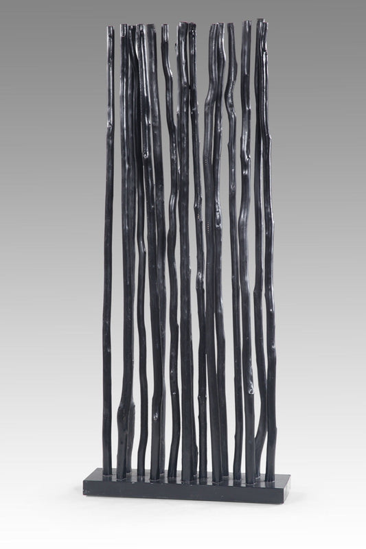 Boho solid teak room divider Black Stick, handcrafted in Bali