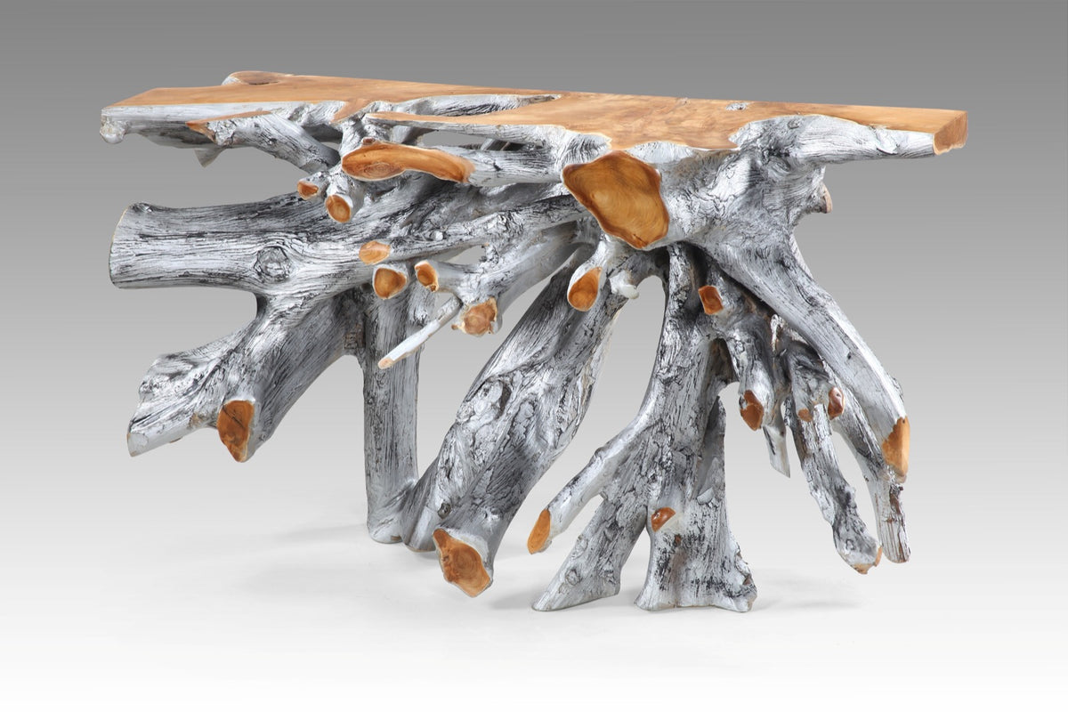 Teak console table – Silver Root – boho furniture handmade in Bali by BaliSouk