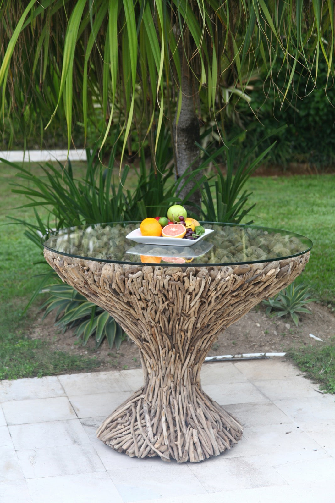 Flintstone Dining Table With Glass Top