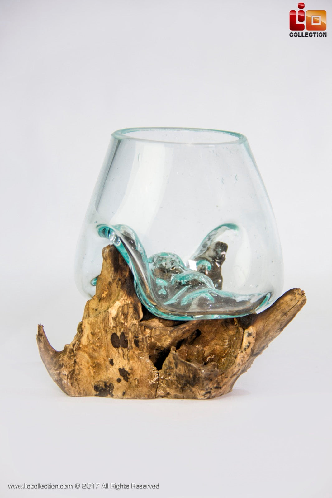 Teak fish bowl – Solo Water Drop – boho decor handmade in Bali by BaliSouk