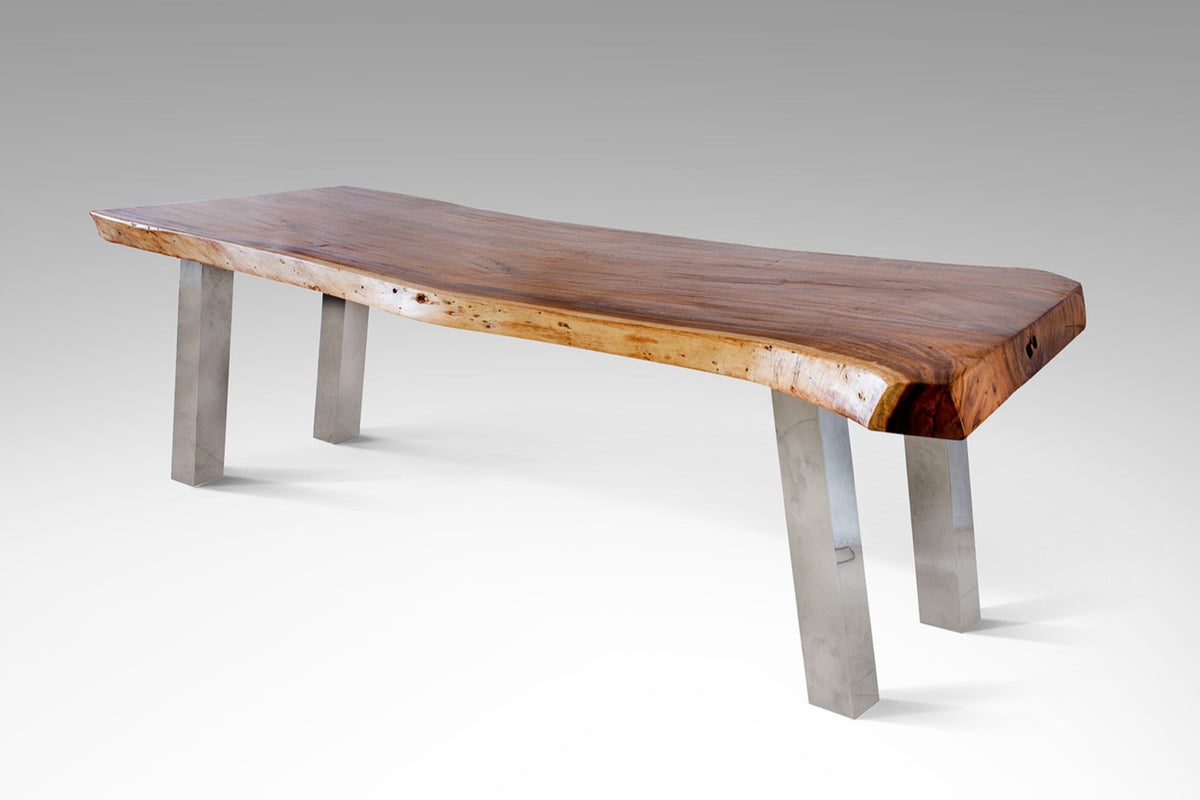 Skew Stainless dining table in natural materials – handmade boho furniture from Bali