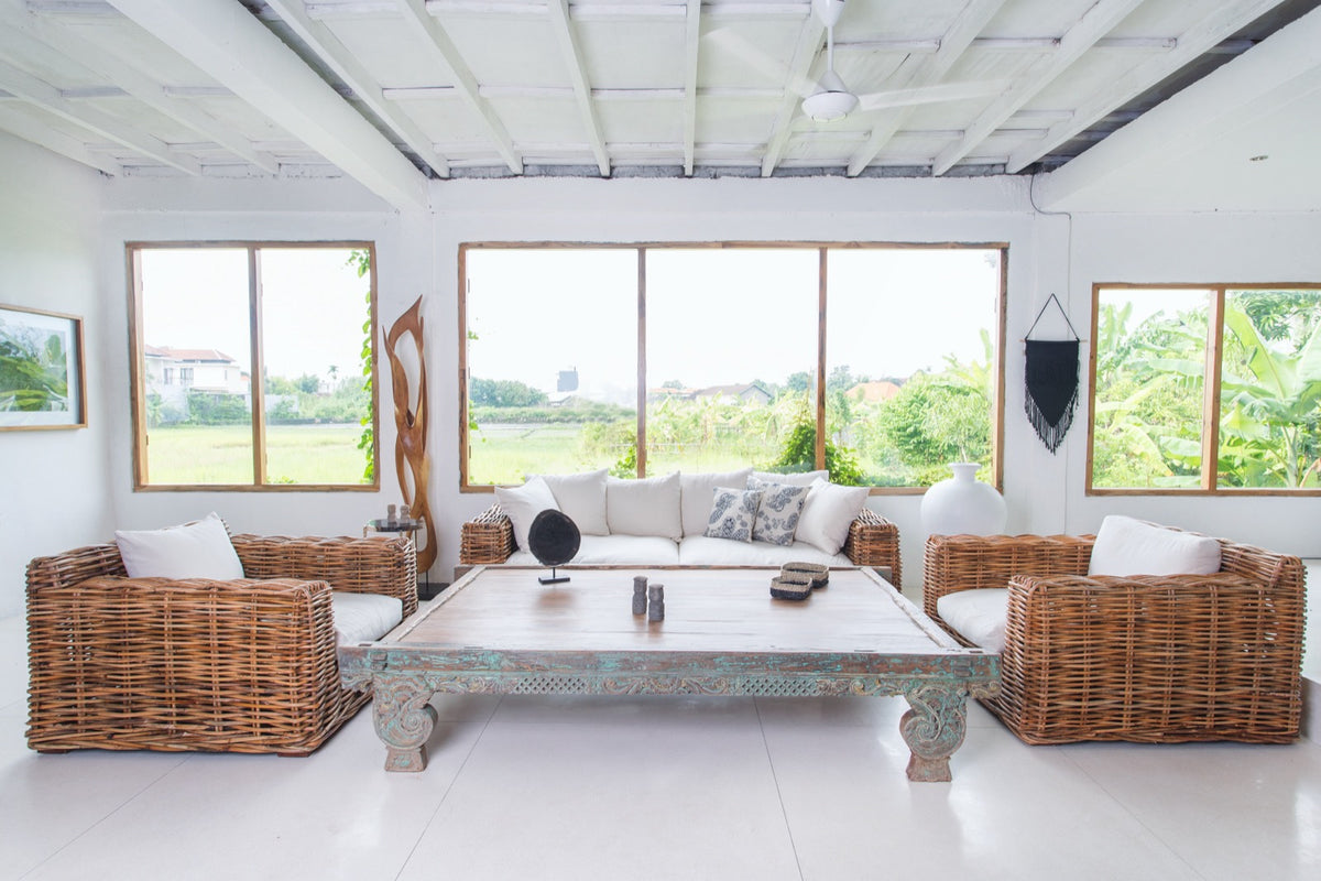 Recycled teak coffee table Malay – boho furniture handcrafted in Bali by BaliSouk