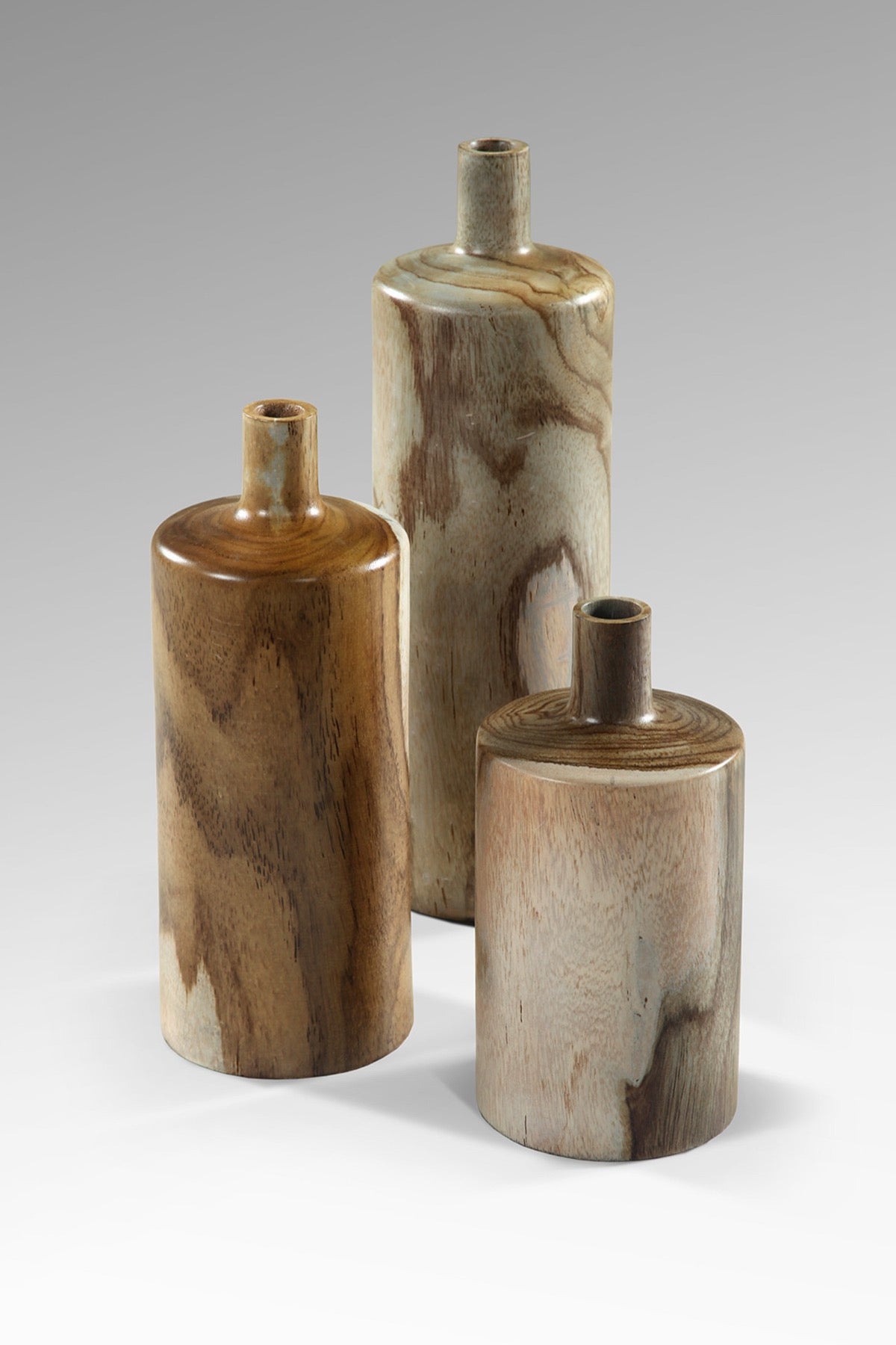 Three Set Round Wooden Bottle