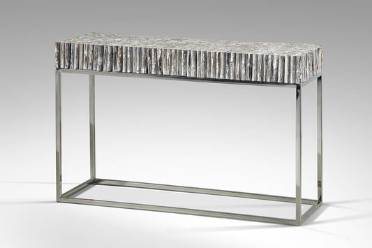 Boho solid teak and iron console table Stickwood, handcrafted in Bali