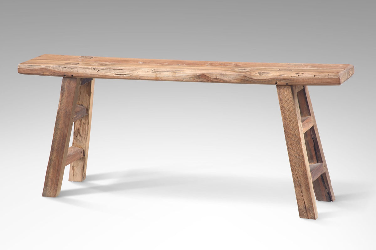 Teak bench Pyke – boho furniture handcrafted in Bali by BaliSouk