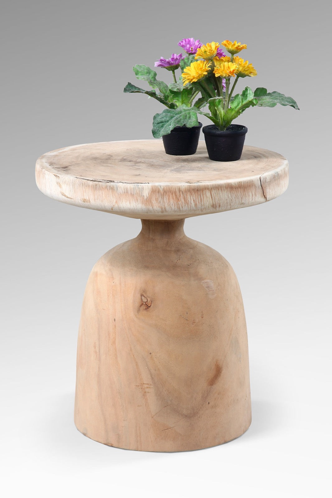 Suar wood side table – Upside Down – boho furniture handmade in Bali by BaliSouk