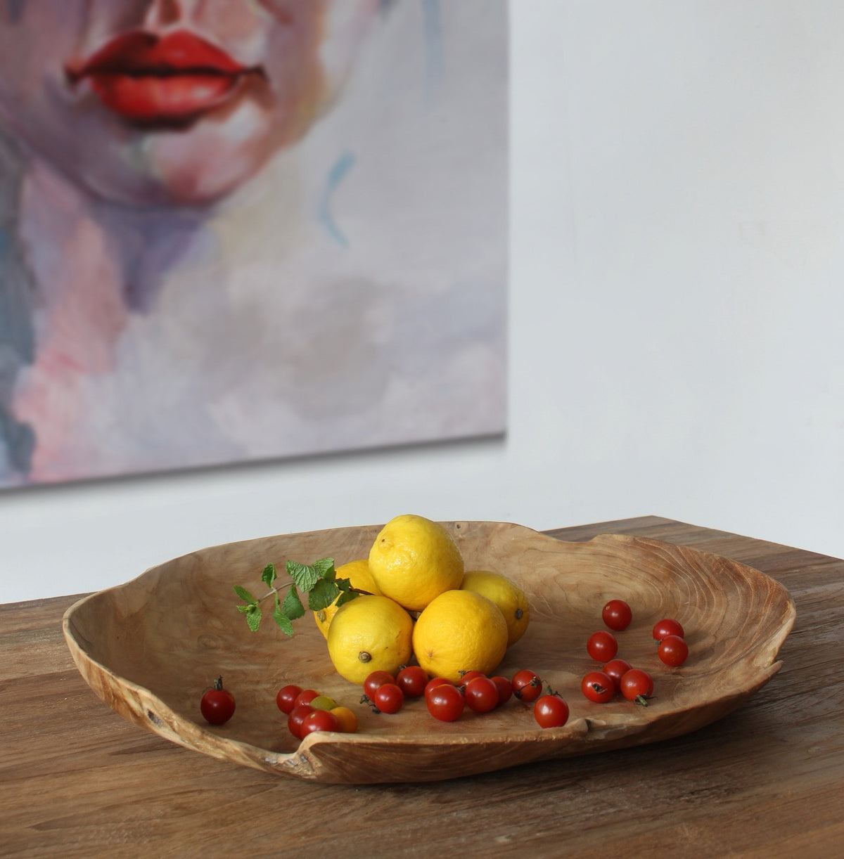 Handmade teak plate – the Curve, boho decor made in Bali