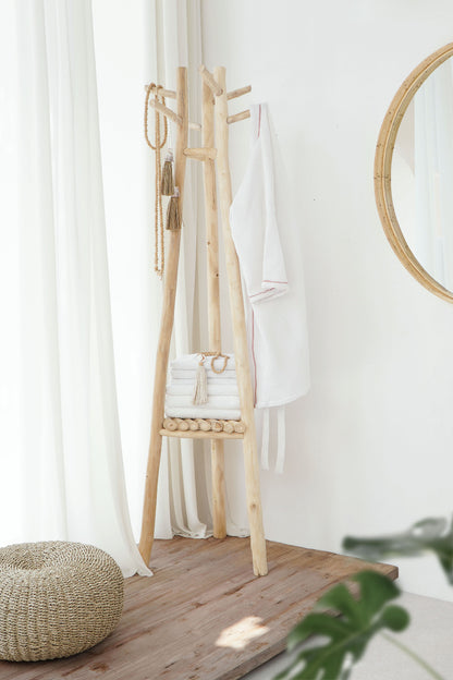 Teak decorative piece Malone Coat Hanger Triangle – boho decor handcrafted in Bali by BaliSouk