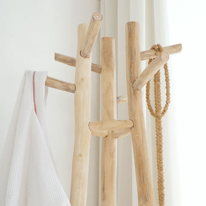 Teak decorative piece Malone Coat Hanger Triangle – boho decor, handwoven and handmade in Bali