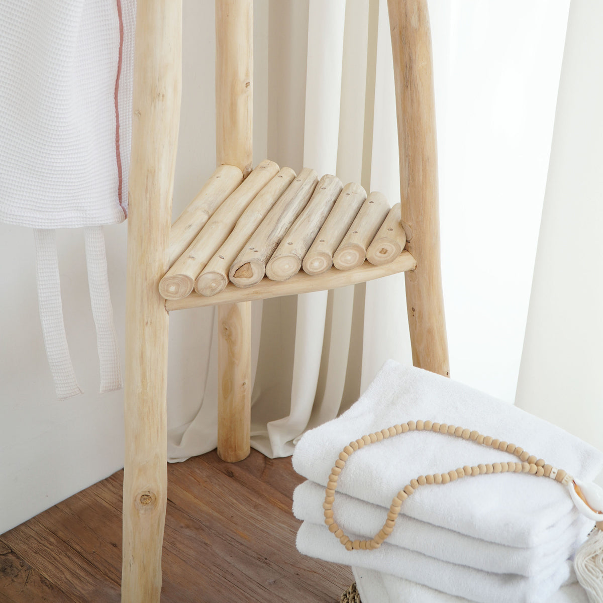Teak decorative piece Malone Coat Hanger Triangle – handmade in Bali, boho style