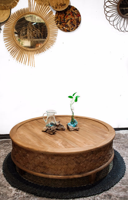 Matahana coffee table, boho furniture handmade by Balinese artisans