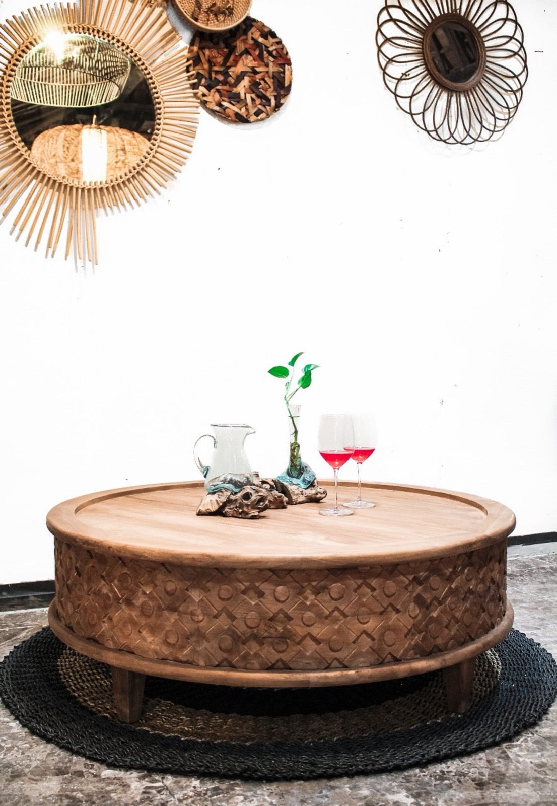 Handmade teak coffee table – the Matahana, boho furniture made in Bali