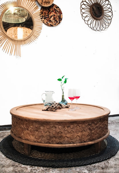 Handmade teak coffee table – the Matahana, boho furniture made in Bali