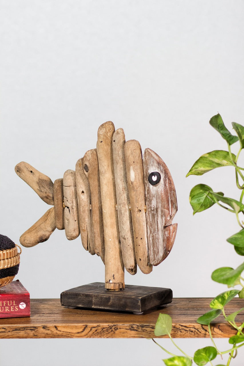 The Fish Stand sculpture – natural materials, boho decor handmade in Bali