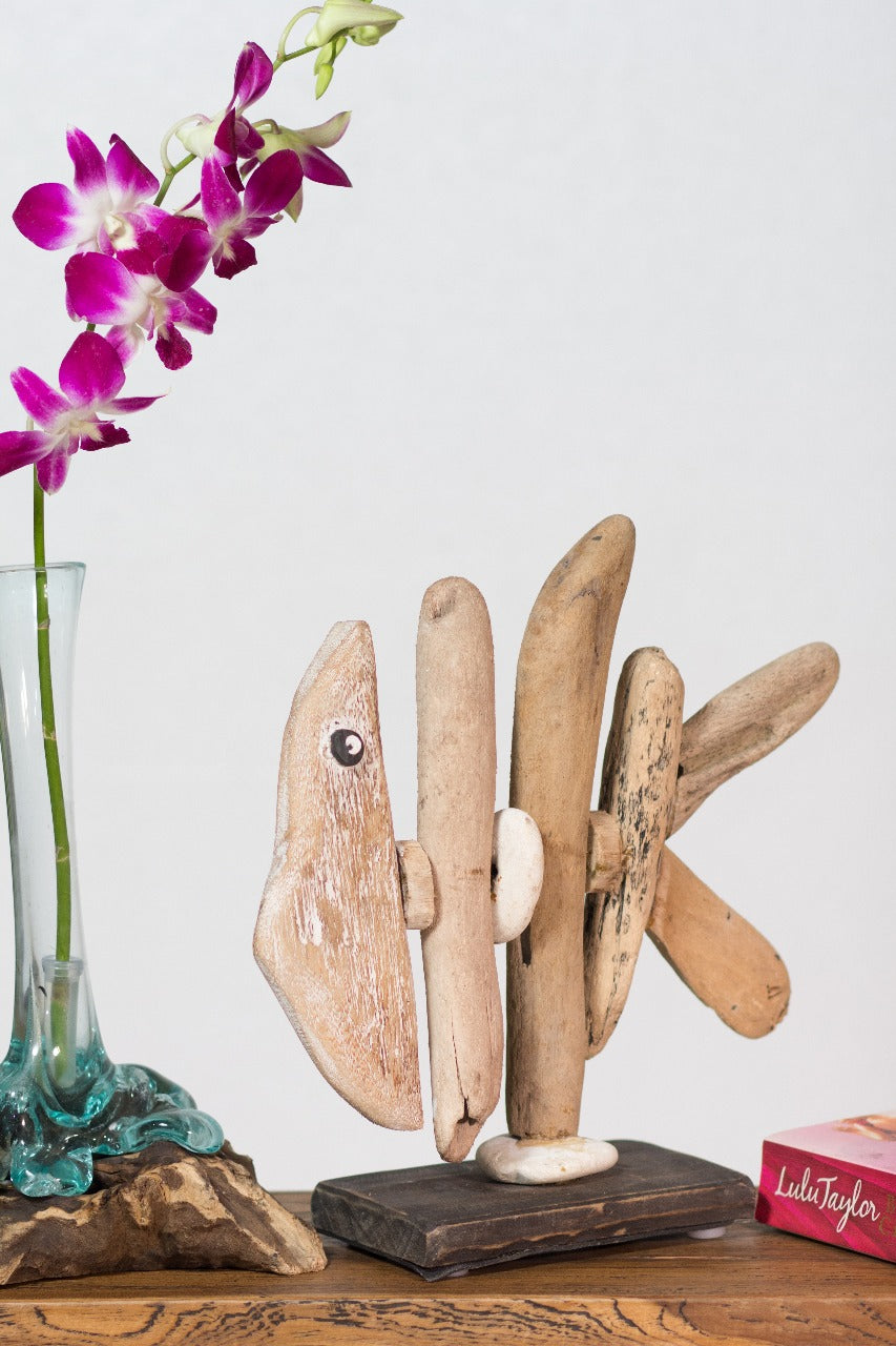 Driftwood sculpture – Fish Stand, natural natural materials in boho style