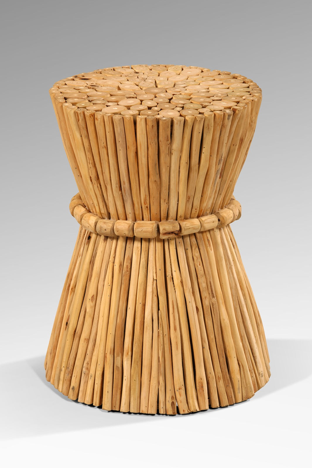 Teak branch side table Stickwood – boho furniture, handwoven and handmade in Bali
