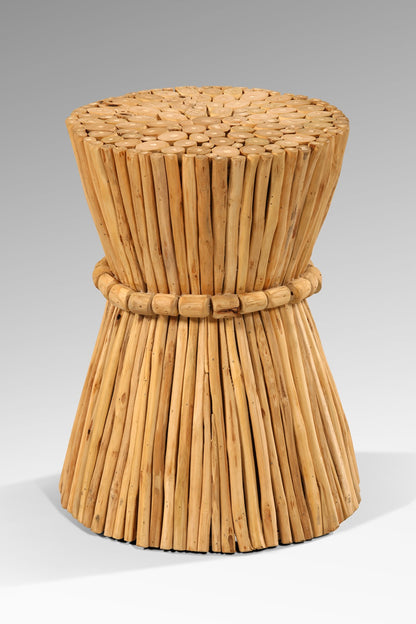 Teak branch side table Stickwood – boho furniture, handwoven and handmade in Bali