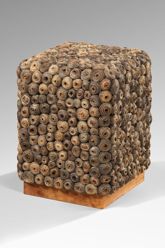 Water hyacinth stool Curly in grey, set of 2, made in Bali
