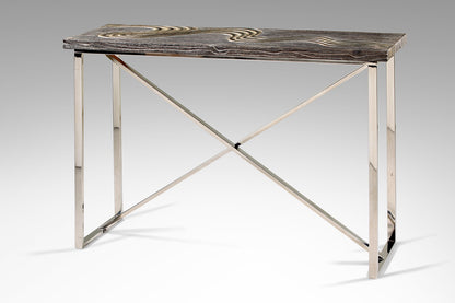 Suar wood console table Picasso Console Grey & Silver Legs – boho furniture handcrafted in Bali by BaliSouk