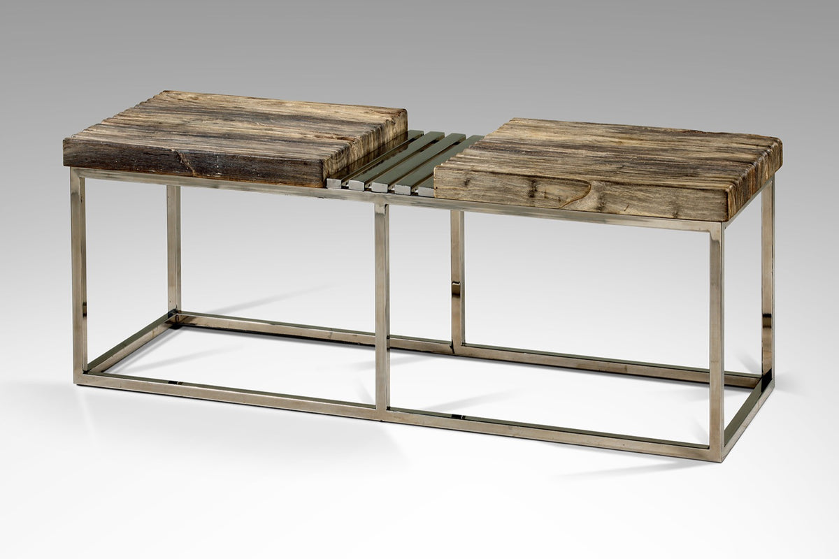 Suar wood bench – Picasso Stripe – boho furniture handmade in Bali by BaliSouk