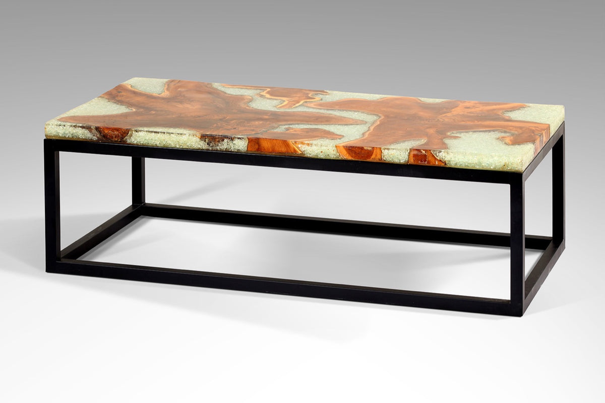 Teak root coffee table Papillon Glaze – boho furniture, handwoven and handmade in Bali