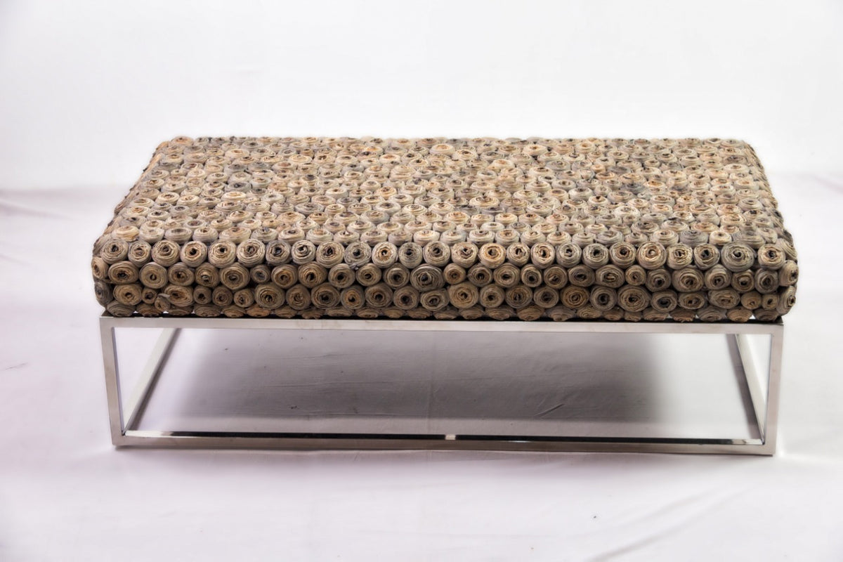 Handcrafted water hyacinth coffee table – Curly, boho furniture from BaliSouk