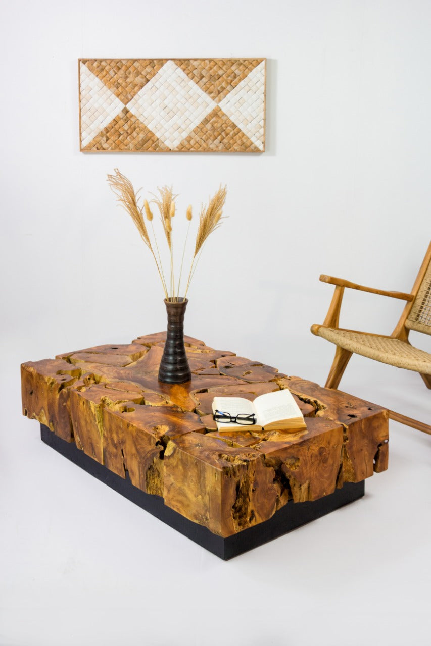 Teak coffee table – Galatsi, natural natural materials in boho style