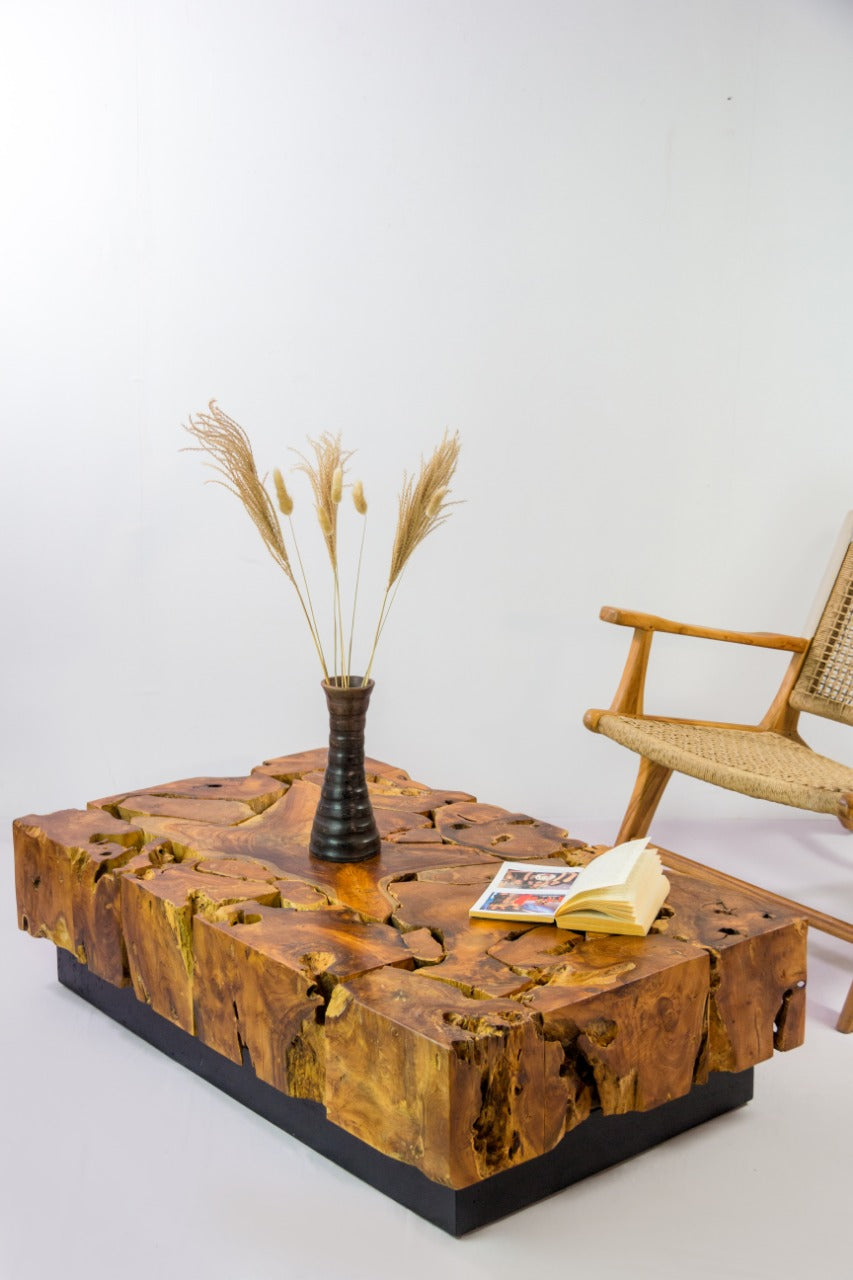 Handcrafted teak coffee table – Galatsi, boho furniture from BaliSouk