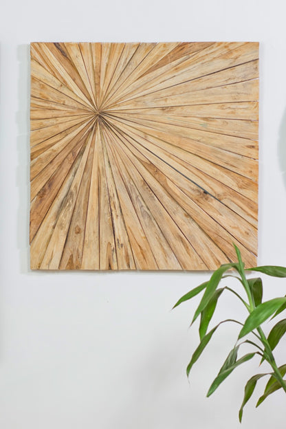 Recycled teak wall decoration – Matahari – boho decor handmade in Bali by BaliSouk