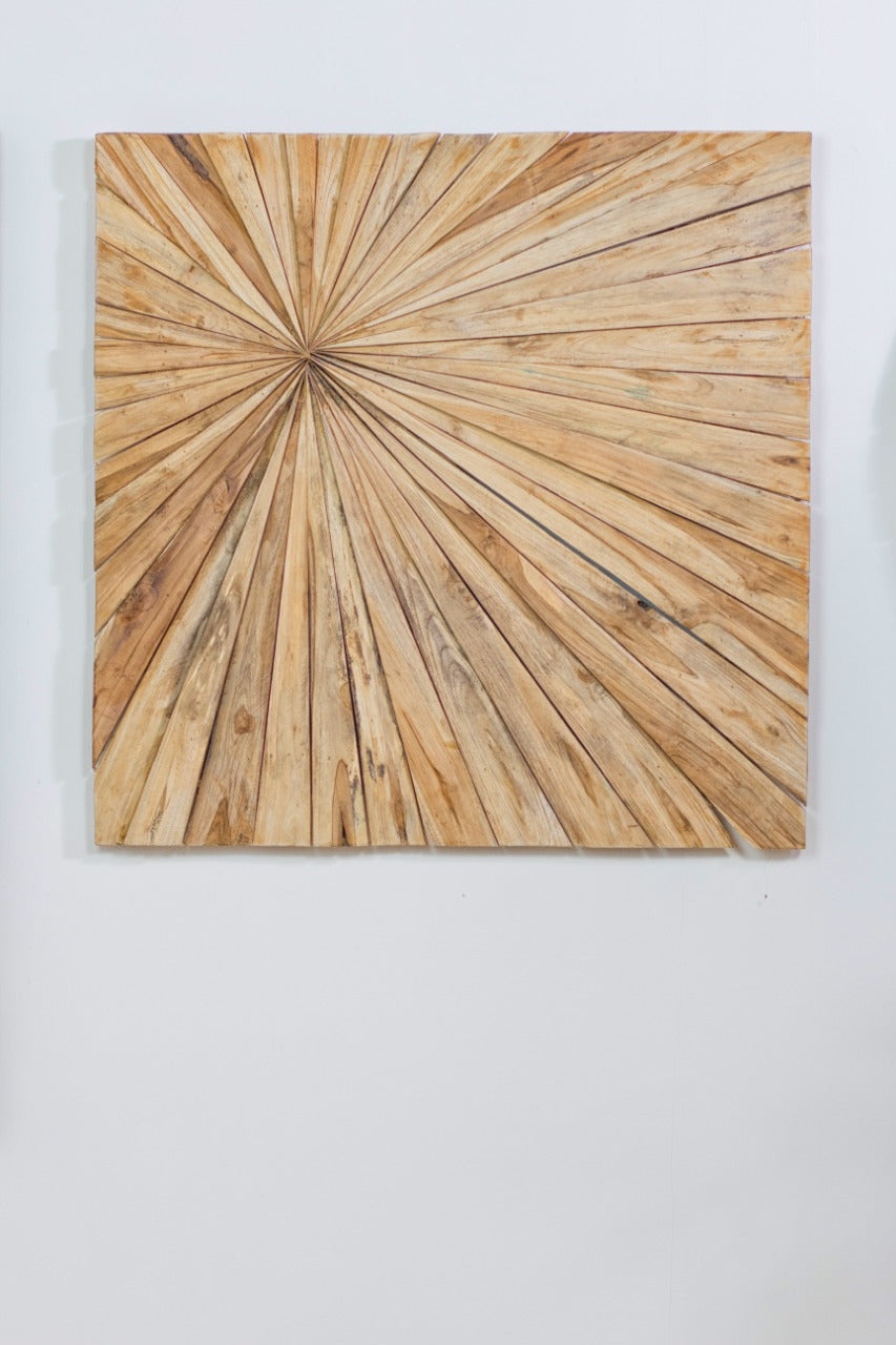 Recycled teak wall decoration Matahari – boho decor, handwoven and handmade in Bali