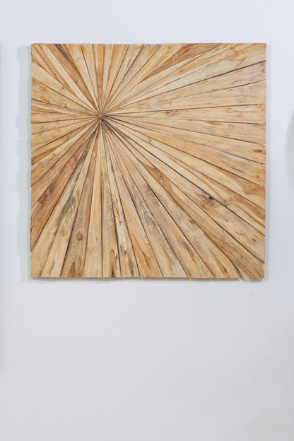 Recycled teak wall decoration Matahari – boho decor, handwoven and handmade in Bali