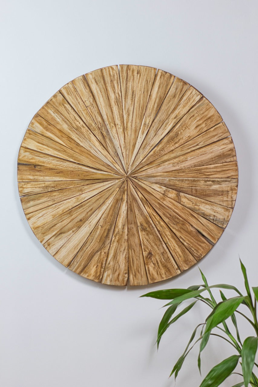 Handcrafted recycled teak wall decoration – Matahari, boho decor from BaliSouk