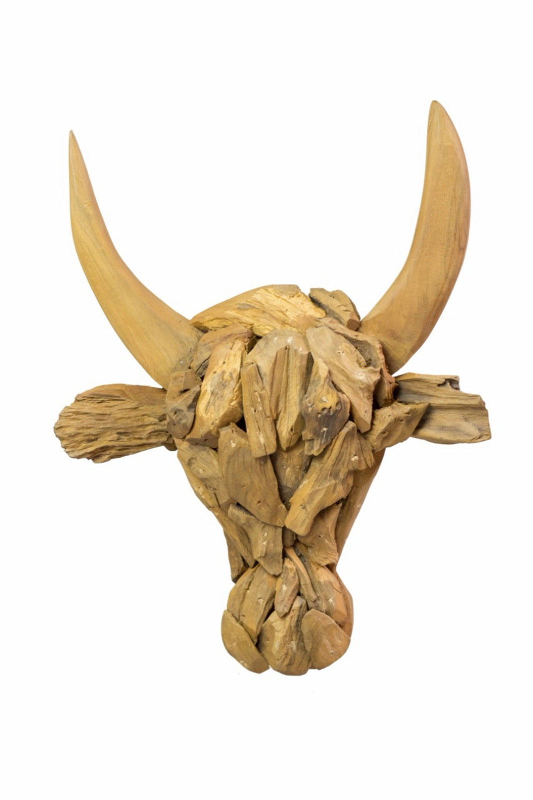 Teak sculpture – Bull, natural natural materials in boho style