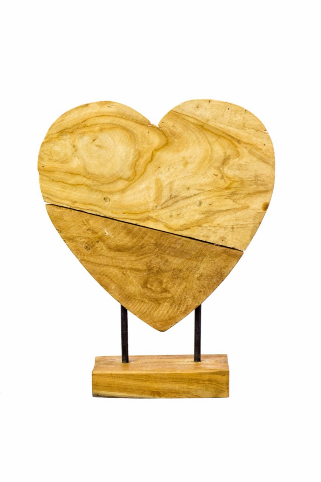 Teak decorative stand – Heart, natural natural materials in boho style