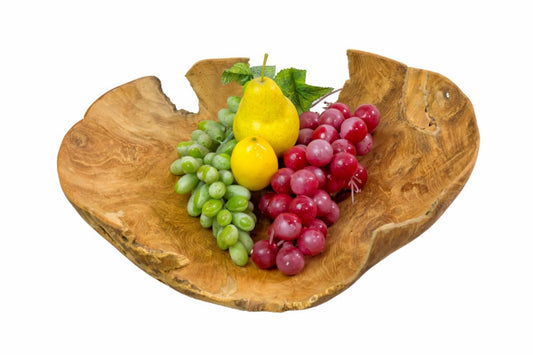Boho solid teak bowl Thin, handcrafted Bali tableware for the home