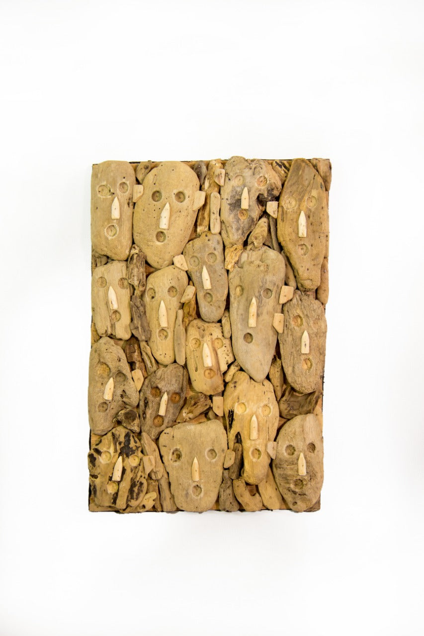 Primitive Face – natural materials sculpture, boho decor from Bali