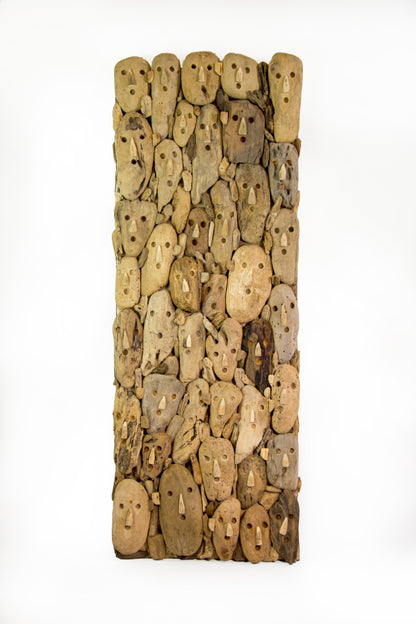 Primitive Face sculpture, boho decor handmade by Balinese artisans