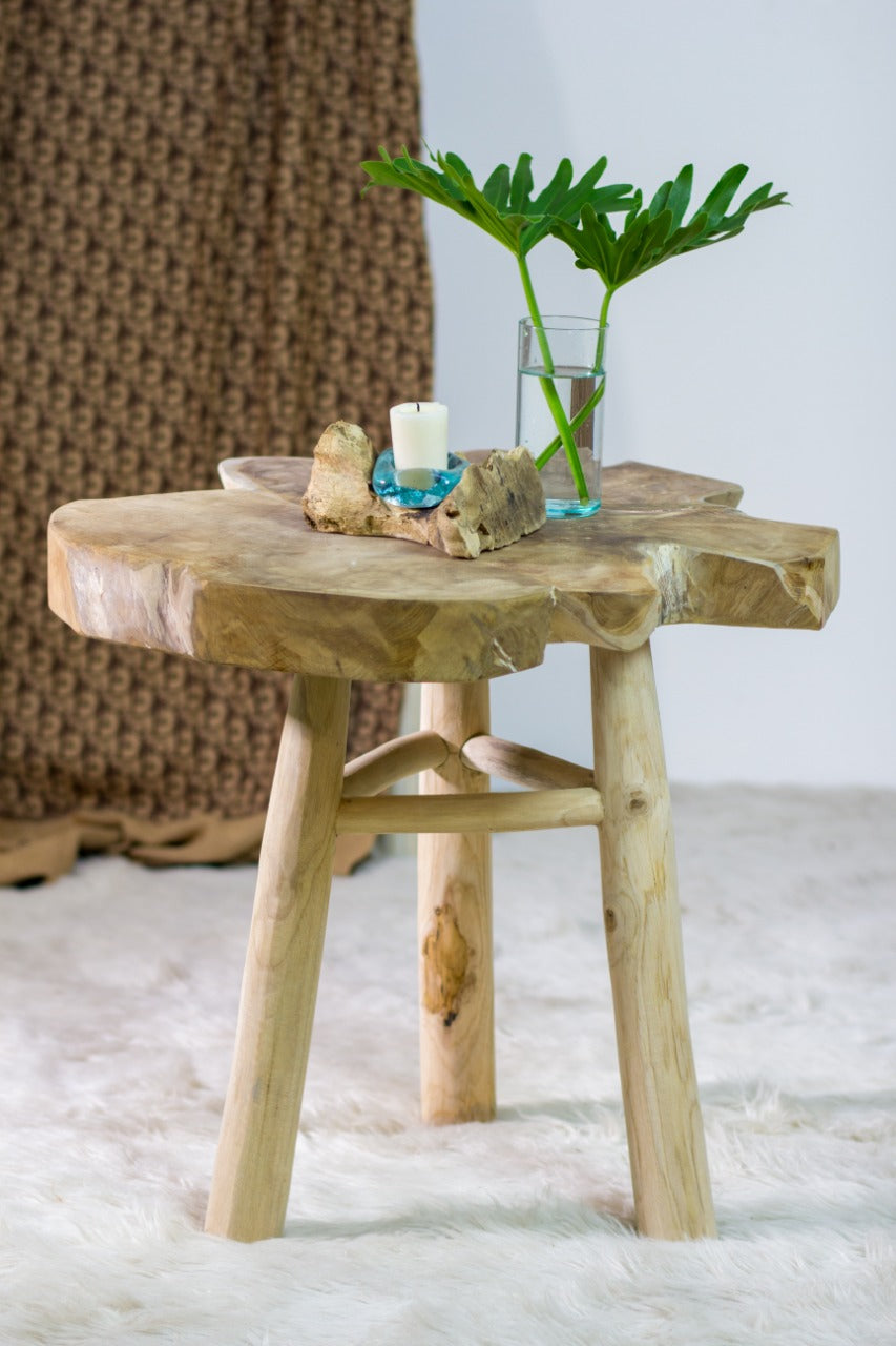 Teak side table Buck – handmade in Bali, boho style