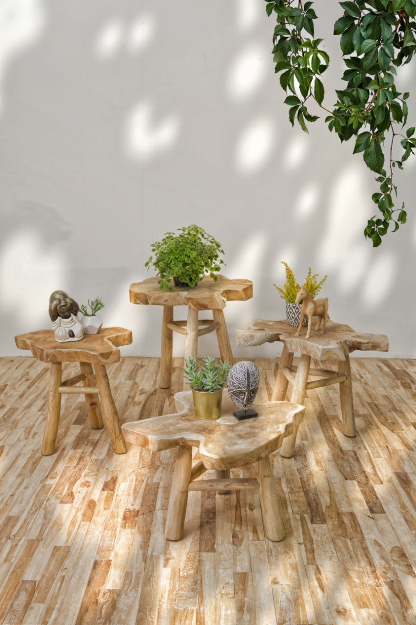 Handmade teak side table – the Buck, boho furniture made in Bali