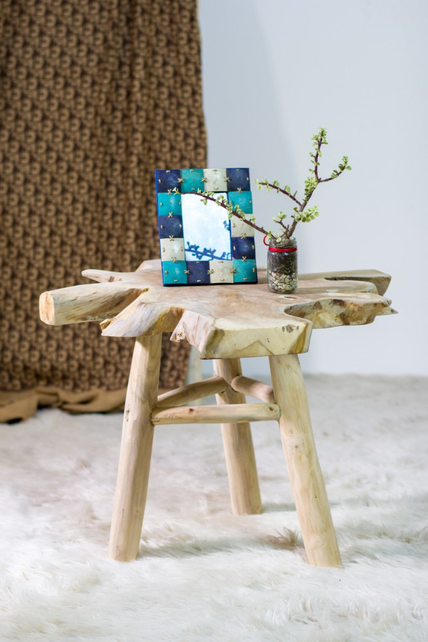 Handcrafted teak side table – Buck, boho furniture from BaliSouk