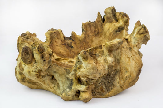 Boho solid teak and bronze bowl Root, crafted by hand in Bali