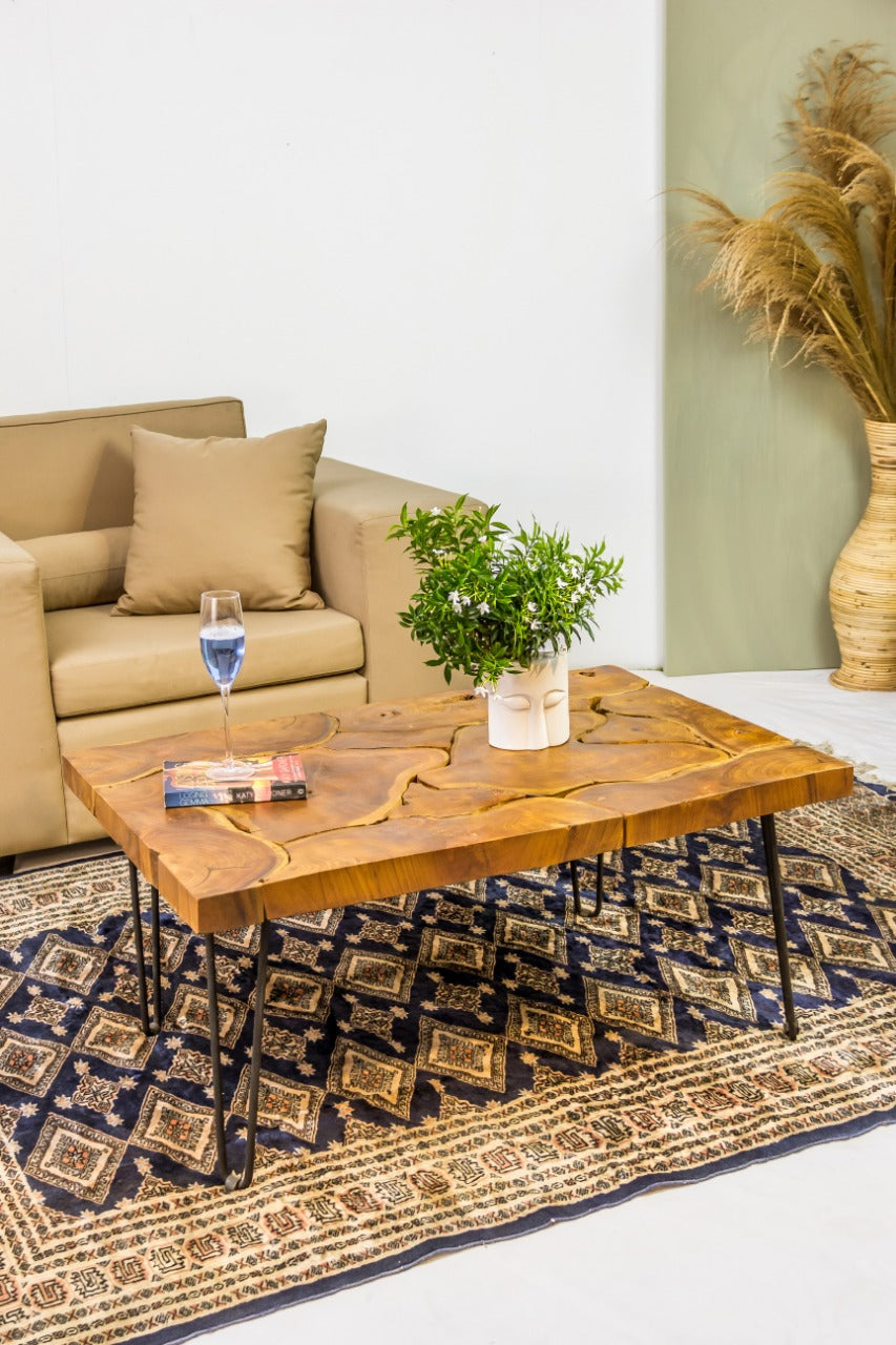 Tree Slices coffee table in natural materials – boho furniture by BaliSouk