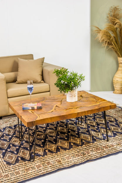Tree Slices coffee table in natural materials – boho furniture by BaliSouk