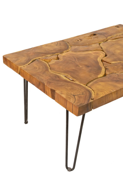 Teak coffee table Tree Slices – handmade in Bali, boho style