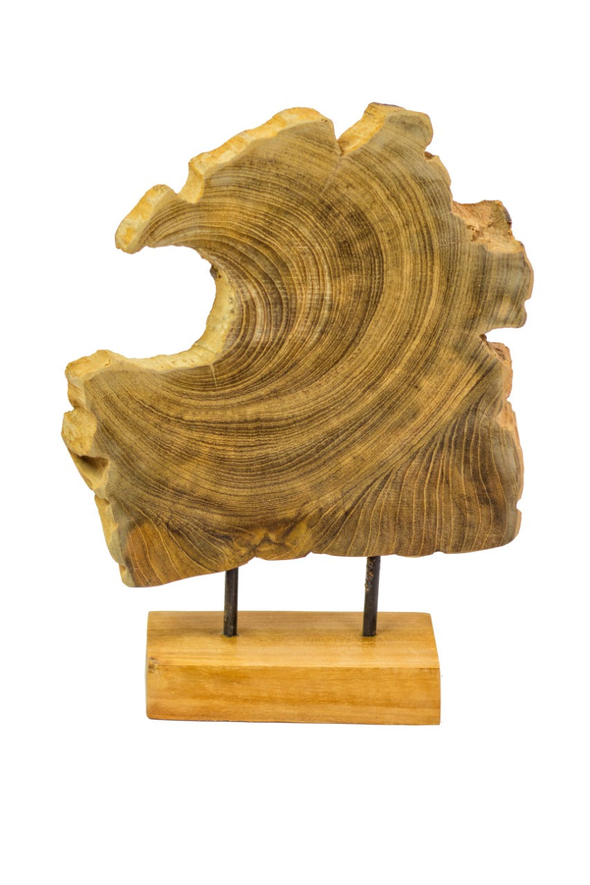 Wooden Deco on Stand decorative stand in natural materials – handmade boho decor from Bali